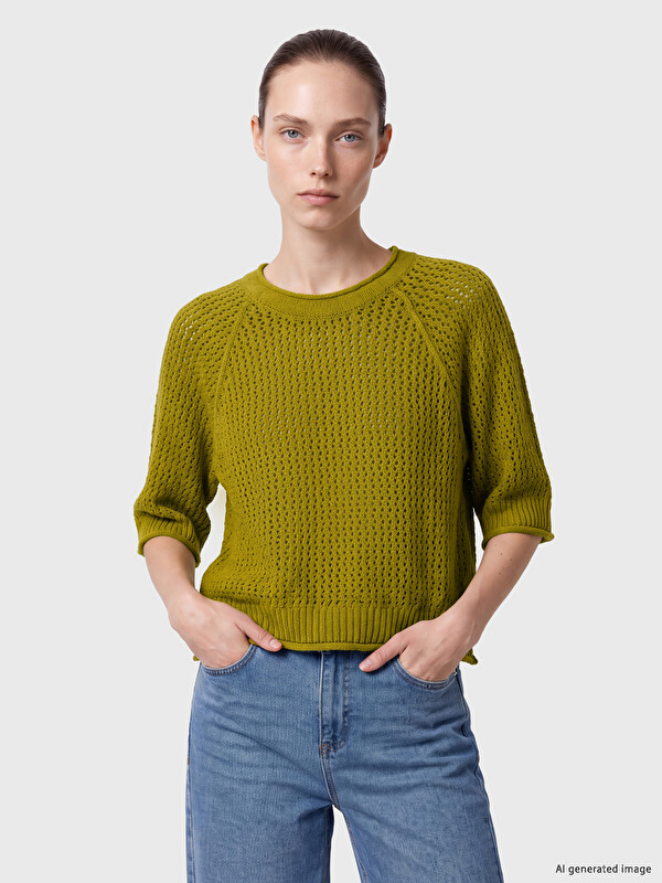 LCW Comfort Bisiklet Yaka Ajurlu Kadın Triko Kazak