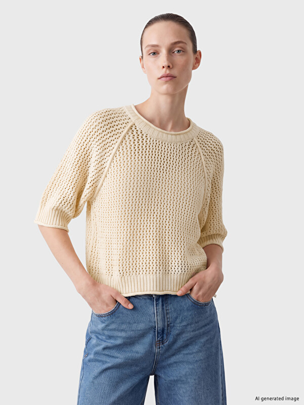 LCW Comfort Bisiklet Yaka Ajurlu Kadın Triko Kazak