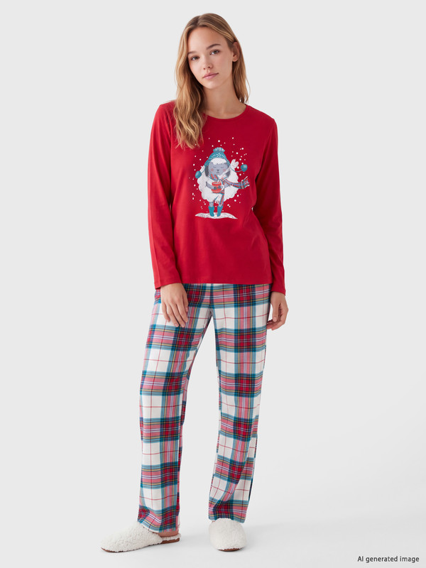 LCW DREAM Yılbaşı Temalı Kadın Pijama Takımı
