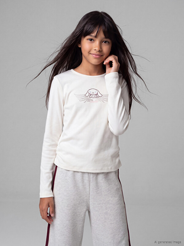 LCW Kids T-shirt i stampuar Cinnamoroll ngjyrë gur për vajza