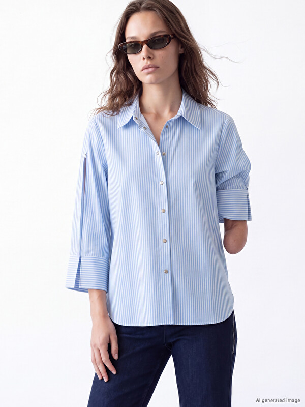 LCW Limitless Easy Wearable Sleeves Zippered Women's Shirt