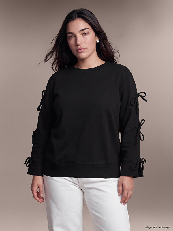 LCW Petite Bow Tied Women's Sweatshirt