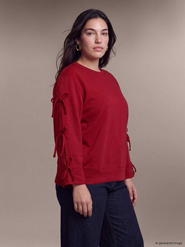 LCW Petite Bow Tied Women's Sweatshirt