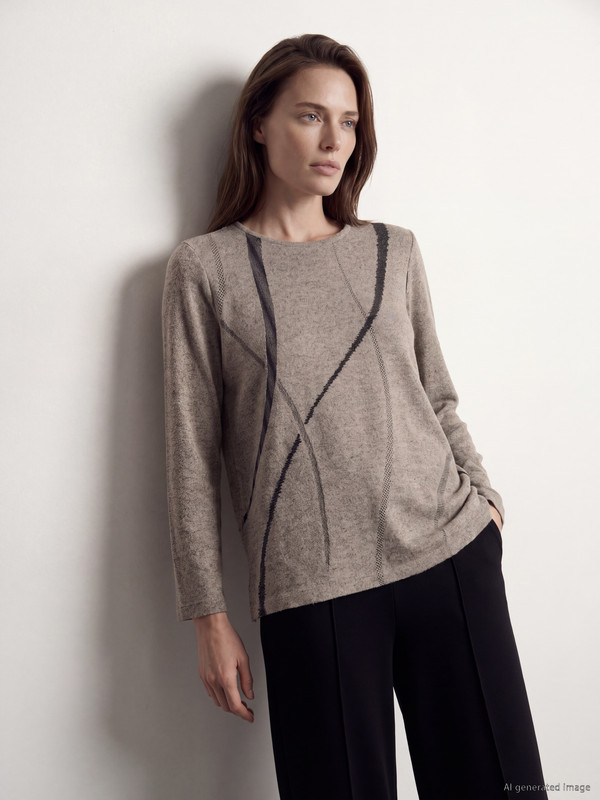 LCW Grace Crew Neck Patterned Blouse