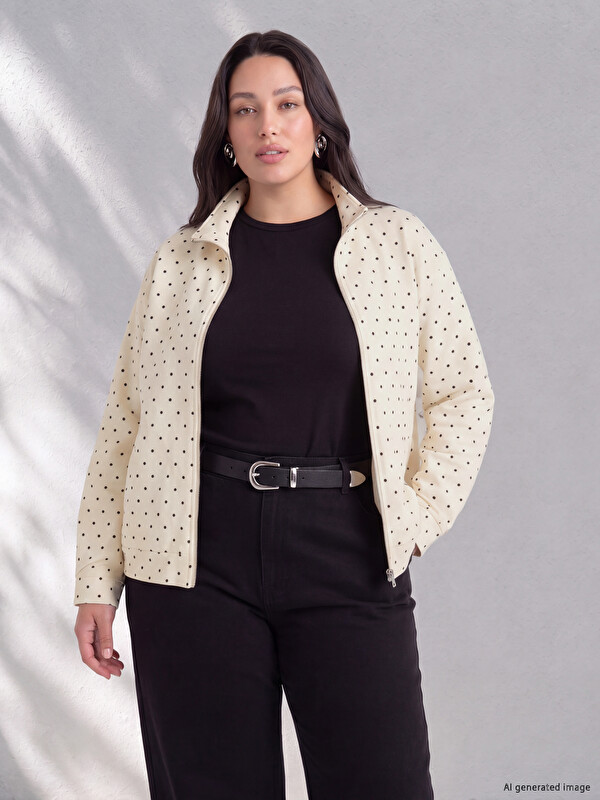 LCW Curve Plus Size Polka Dot Women's Jacket