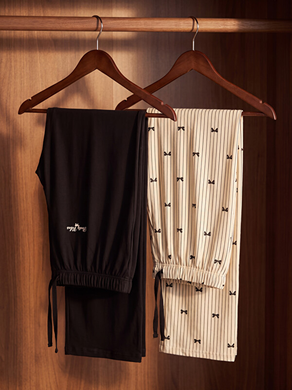 LCW DREAM Pantaloni de pijama pentru femei cu talie elastică, set de 2 bucăți