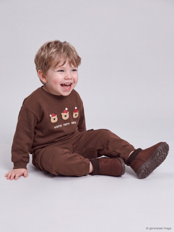 LCW baby Printed Baby Boys' Thick Tracksuit Set
