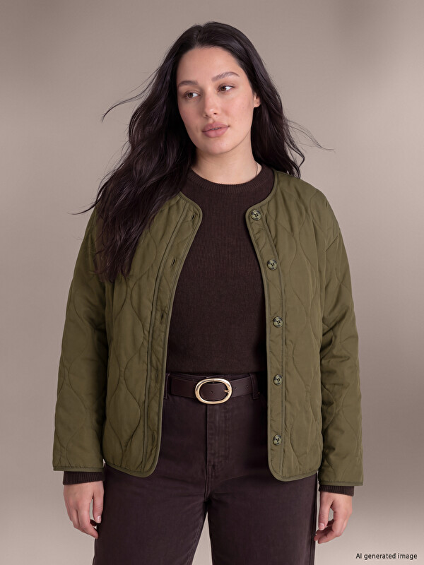LCW Curve Crew Neck Quilted Women's Coat