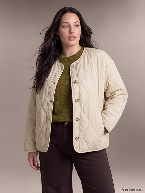LCW Curve Crew Neck Quilted Women's Coat
