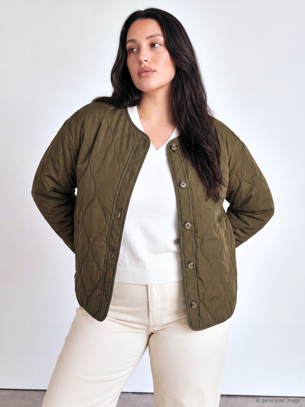 LCW Curve Crew Neck Quilted Women's Coat