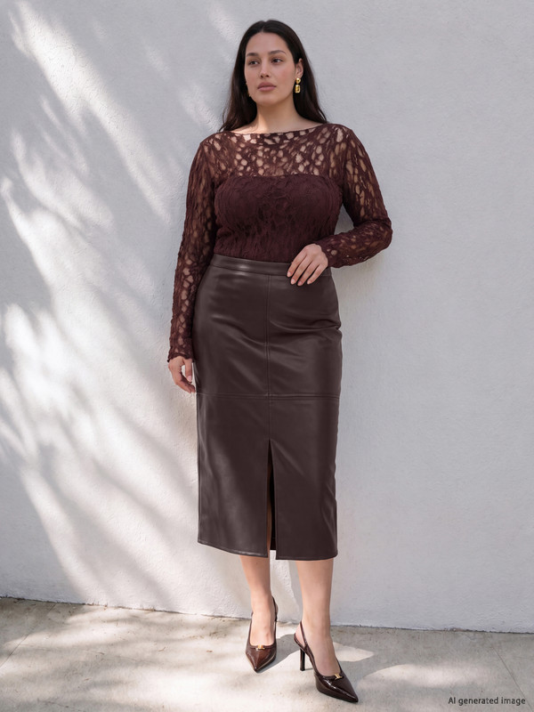 LCW Curve Slit Detail Pencil Skirt