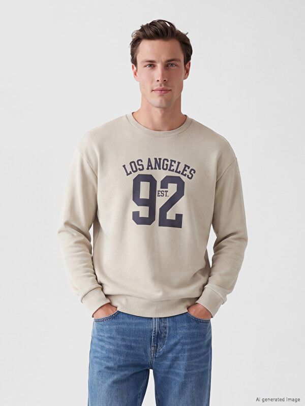 LC WAIKIKI Los Angeles Baskılı Erkek Sweatshirt
