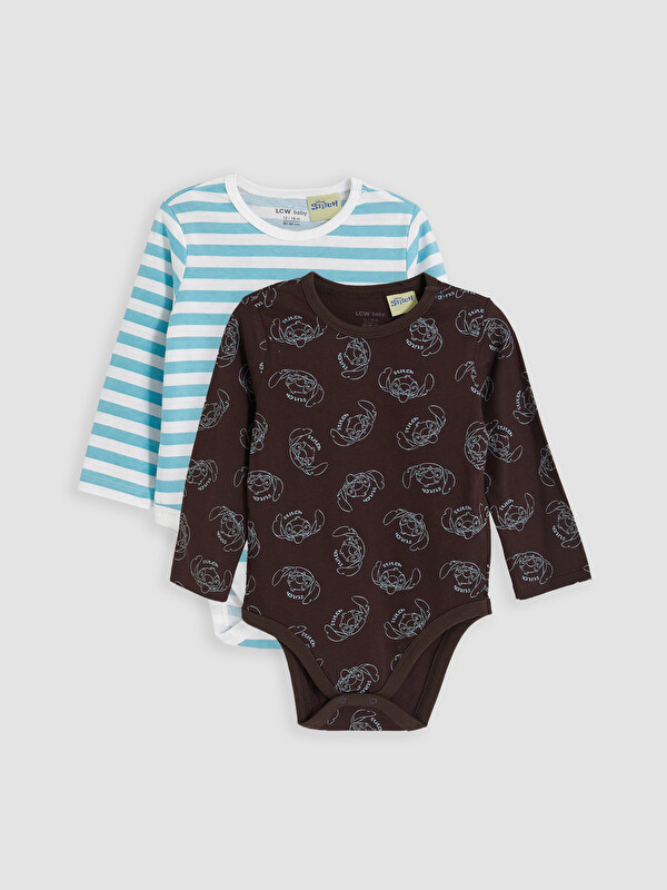 LC WAIKIKI 2'li Bisiklet Yaka Stitch Baskılı Erkek Bebek Çıtçıtlı Body