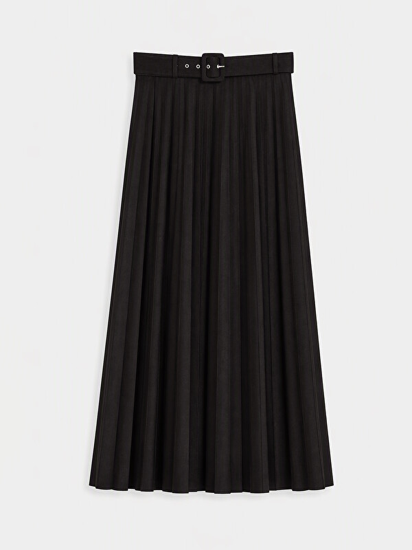 LCW Modest Belted Loose Fit Pleated Skirt