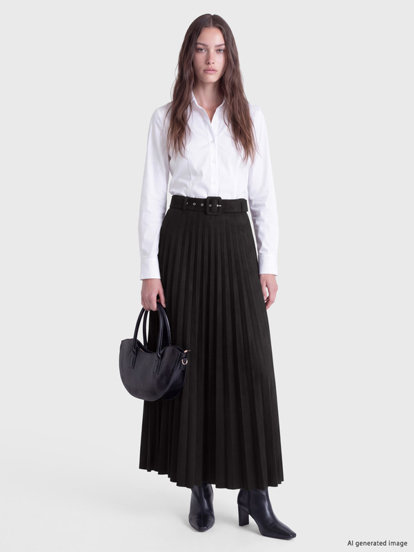 LCW Modest Широка плисирана сукња со ремен