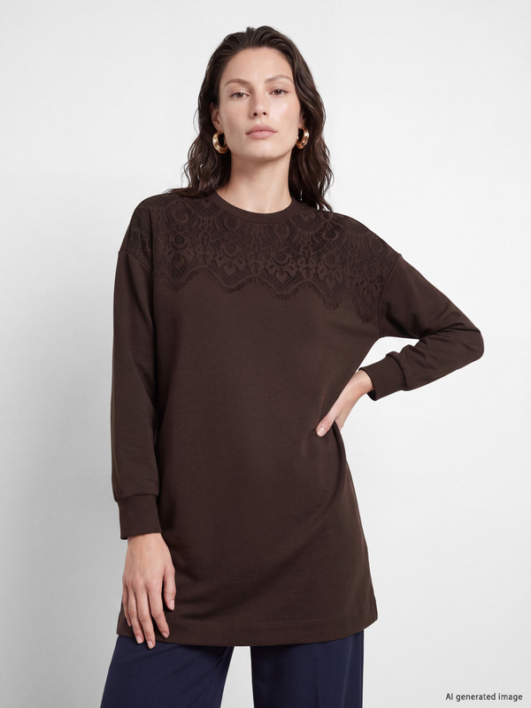 LCW EVERYDAY Lace Detailed Women's Sweatshirt Tunic