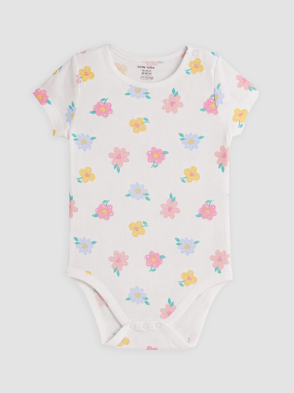 LCW baby Çiçekli Kız Bebek Çıtçıtlı Body