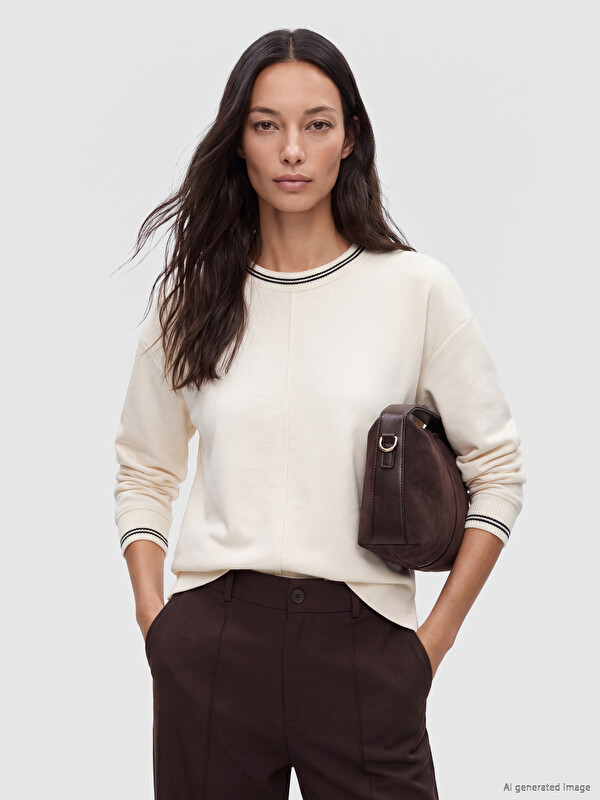 LCW EVERYDAY Soft Touch Çizgili Kadın Sweatshirt