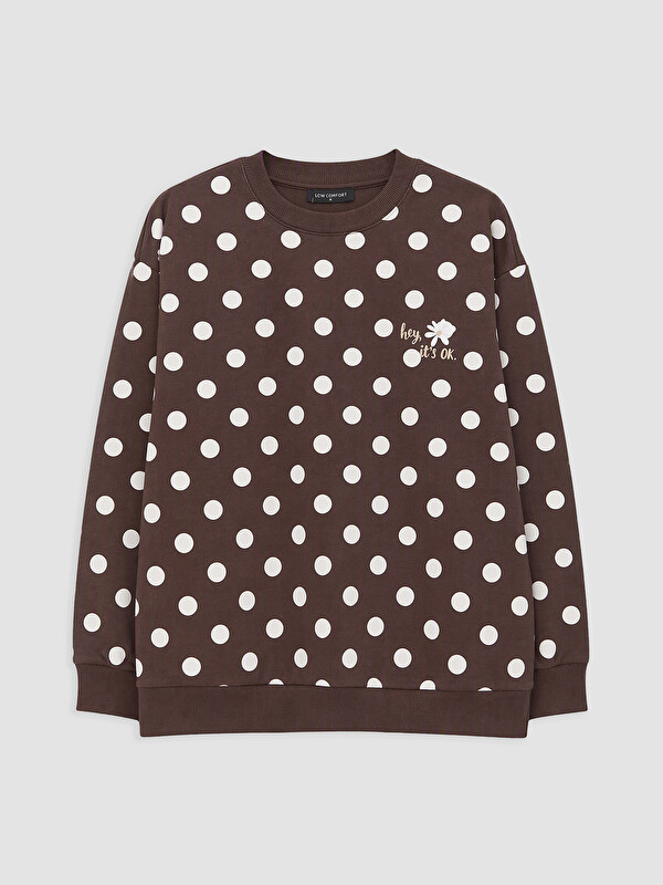 LCW Comfort Puantiyeli Kadın Kalın Sweatshirt