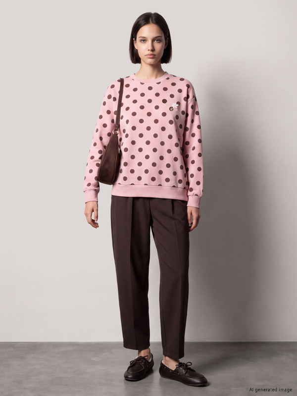 LCW Comfort Polka Dot Women's Thick Sweatshirt