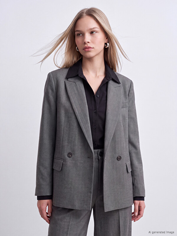 LCW Vision Double Breasted Collar Women's Blazer Jacket