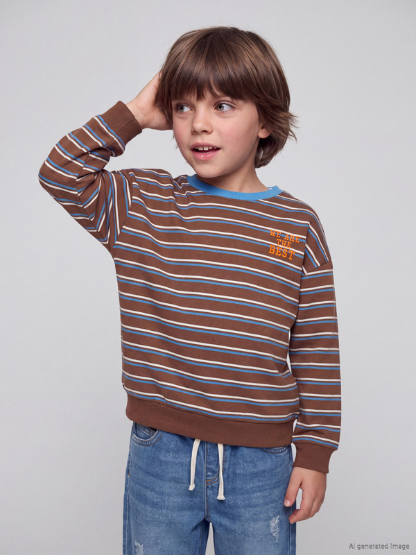 LCW Kids Boys' Striped Thick Sweatshirt