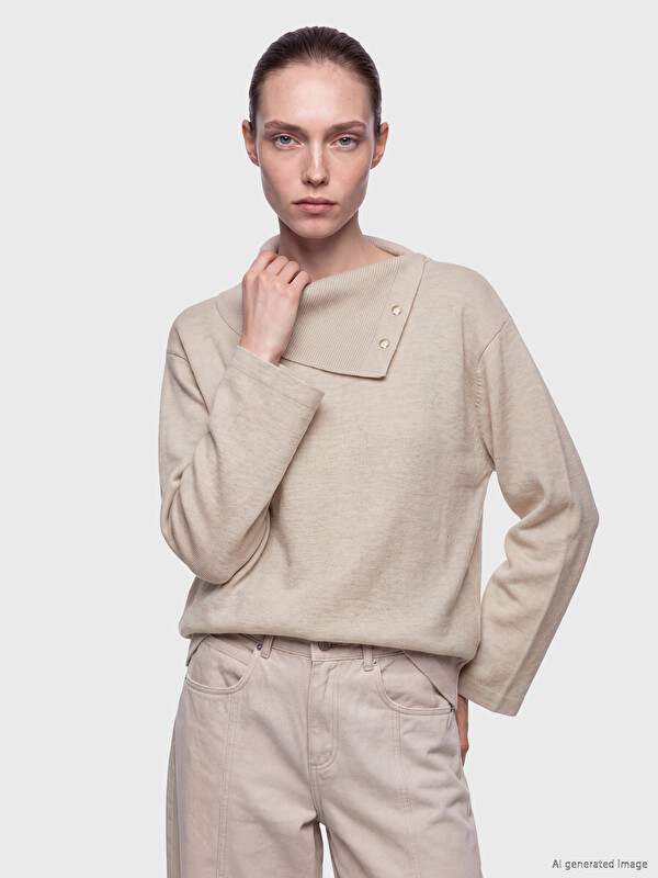 LCW Comfort Asymmetric Mock Neck Women's Sweatshirt