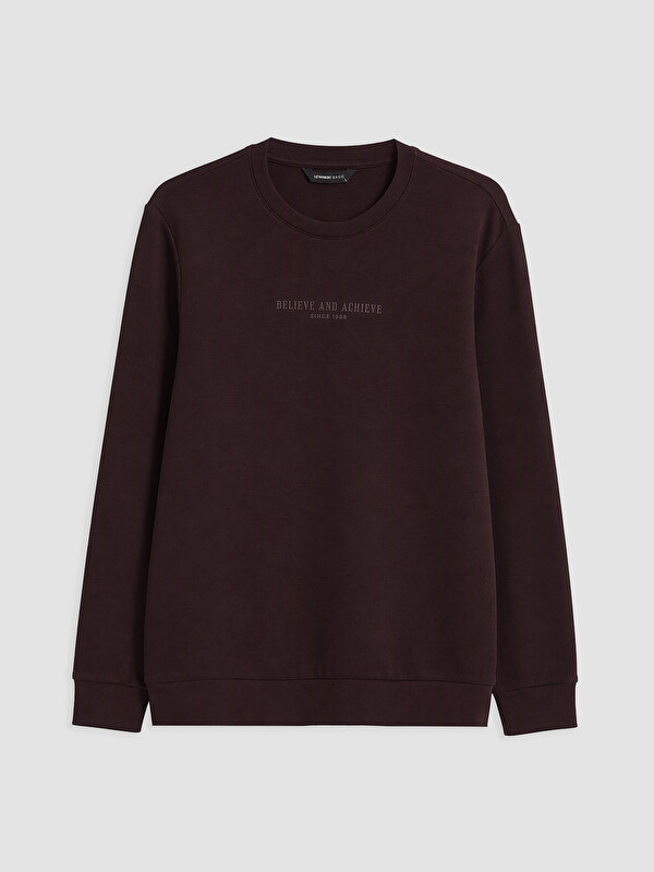 LCWAIKIKI Classic Bisiklet Yaka Baskılı Erkek Sweatshirt