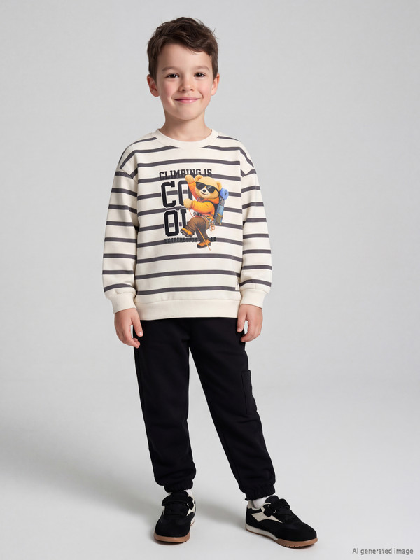 LCW Kids Set Vărgat Imprimat pentru Băieți