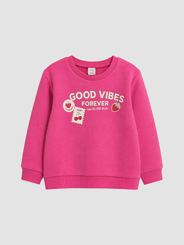 LC WAIKIKI Baskılı Kız Çocuk Kalın Sweatshirt