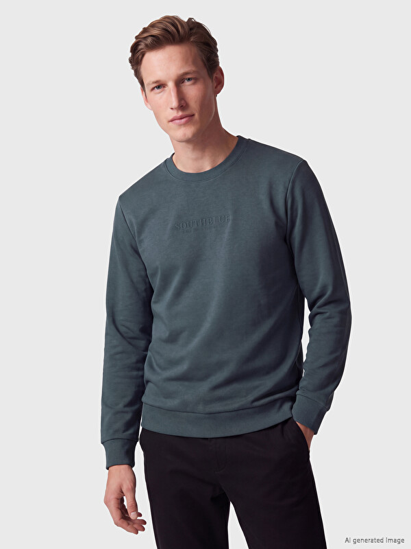 SOUTHBLUE Baskılı Erkek Kalın Sweatshirt
