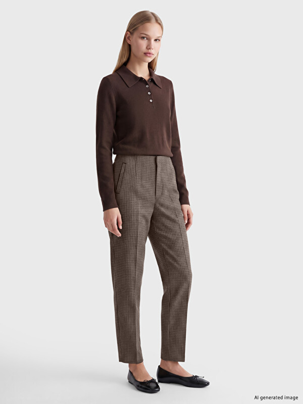 LCW Vision High Waist Pleated Women's Fabric Trousers