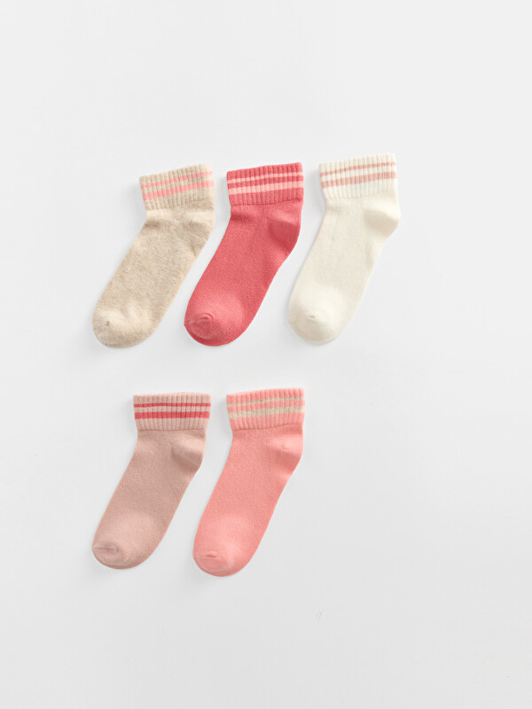 LCW Kids Striped Girls' Ankle Socks 5 Pack