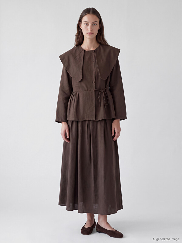 LCW Modest Beli Lastikli Pileli Etek