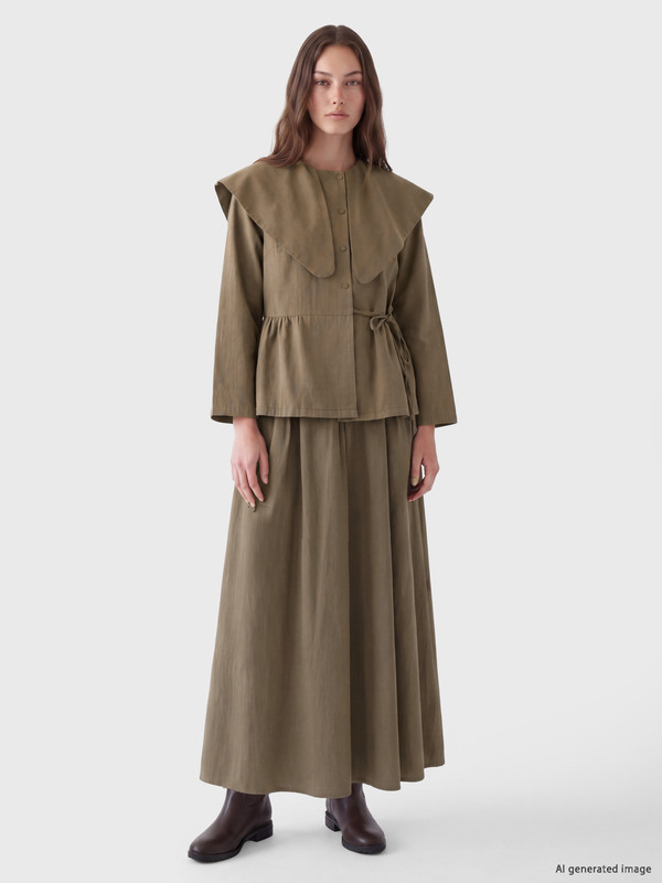 LCW Modest Beli Lastikli Pileli Etek