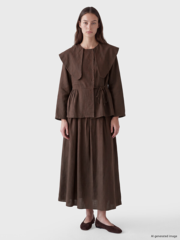 LCW Modest Beli Lastikli Pileli Etek