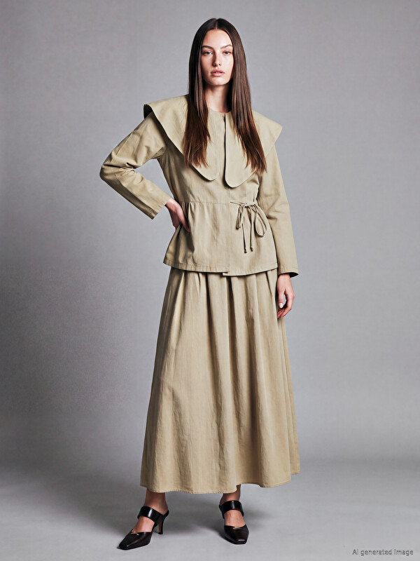 LCW Modest Elastic Waist Pleated Skirt