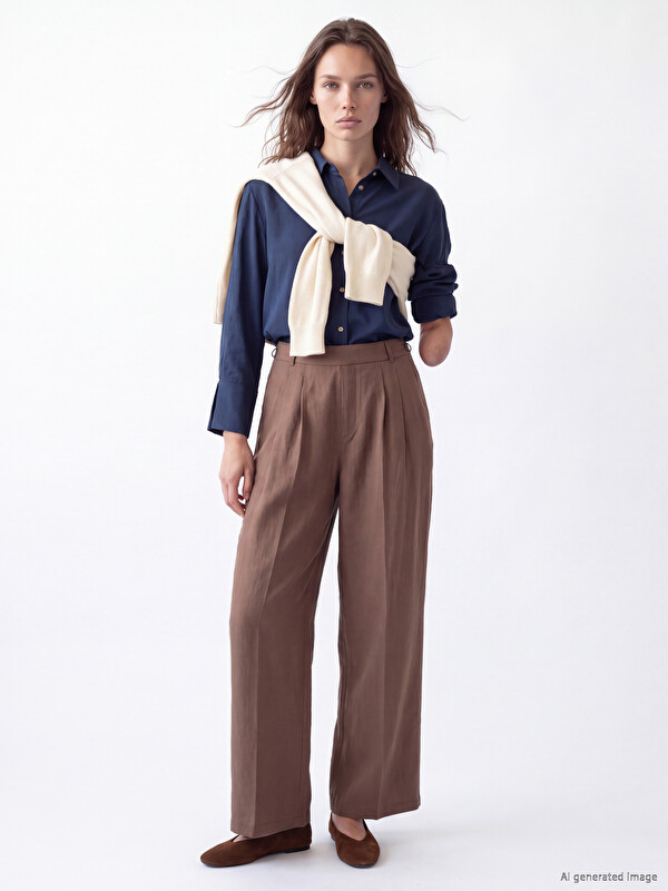 LCW Limitless Easy Wearable Pleated Women's Fabric Trousers