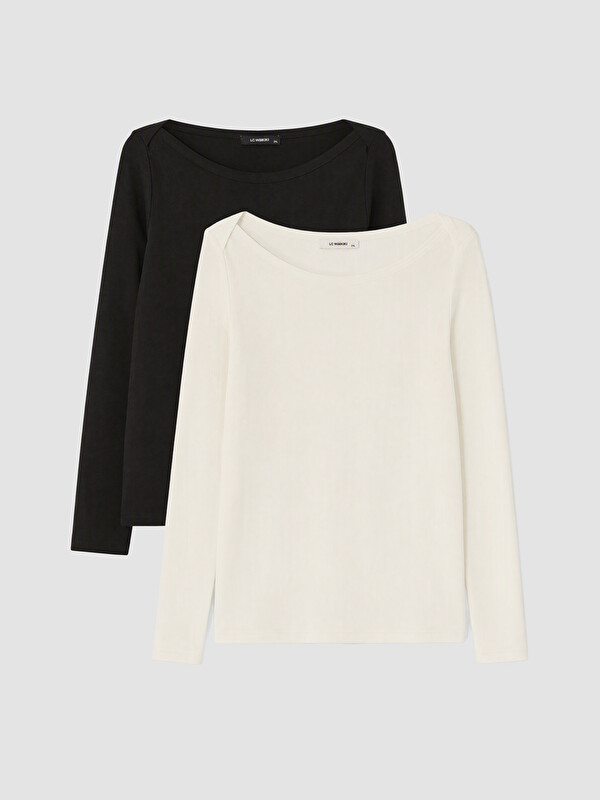LCW Curve Woman Black T-Shirt