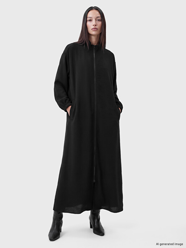 LC WAIKIKI Dik Yaka Oversize Kadın Ferace