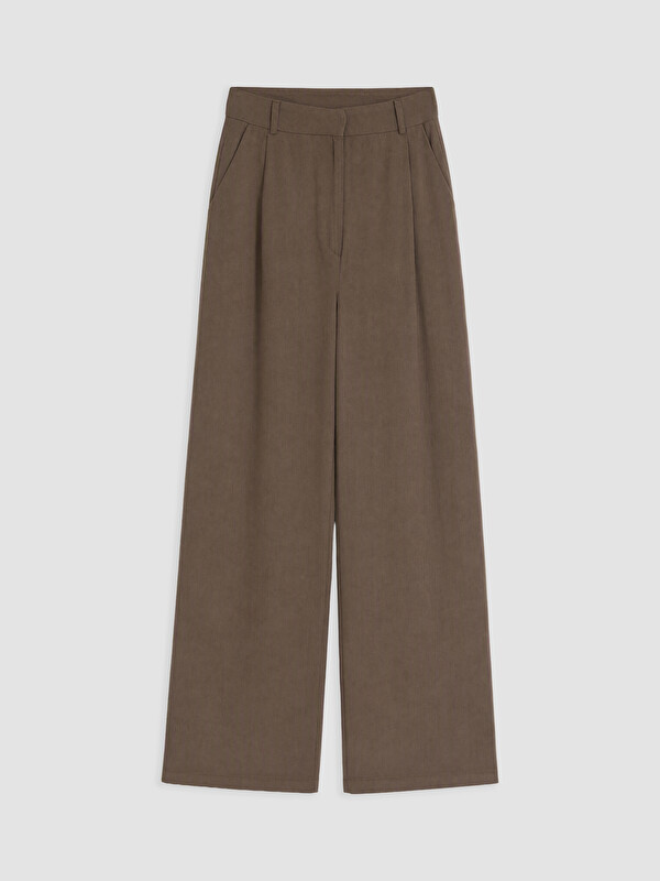 LCW Comfort Wide Leg Pleated Women's Fabric Trousers