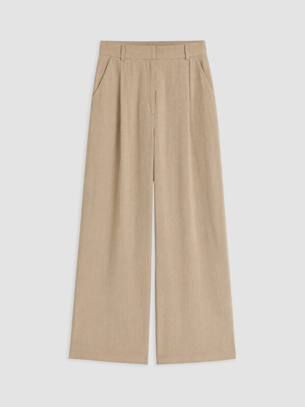 LCW Comfort Wide Leg Pleated Women's Fabric Trousers