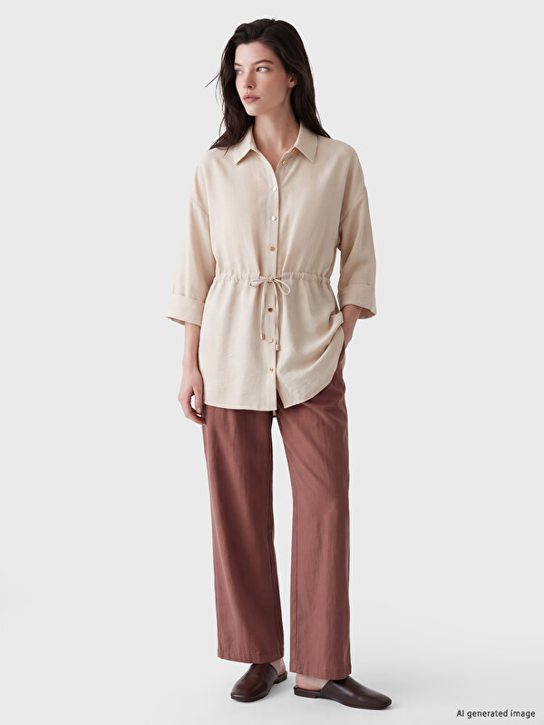 LCW Comfort Woman Brown Tailored Trousers