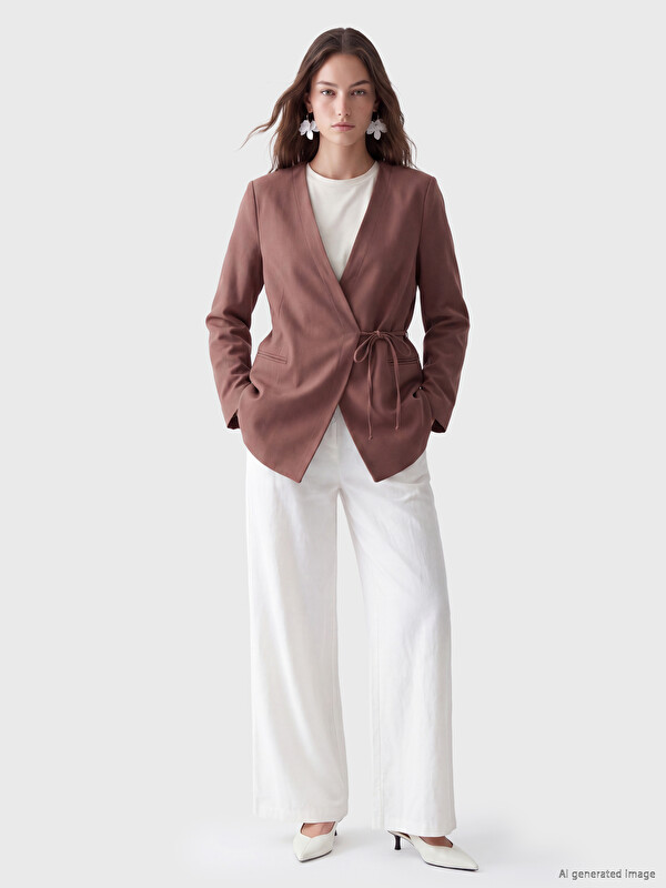 LCW Modest Beli Lastikli Geniş Paça Kadın Pantolon
