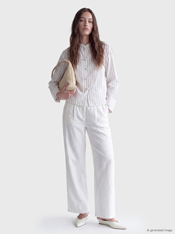 LCW Modest Elastic Waist Wide Leg Women's Trousers