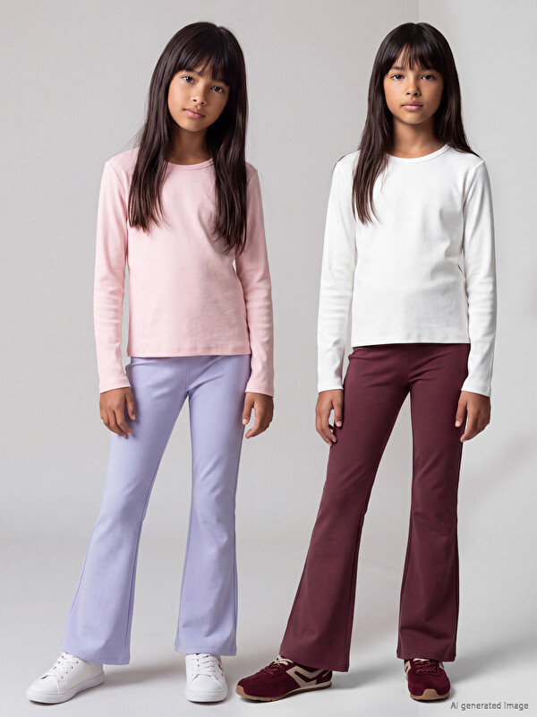 LCW Kids Girls' Flare Leggings 2 Pack