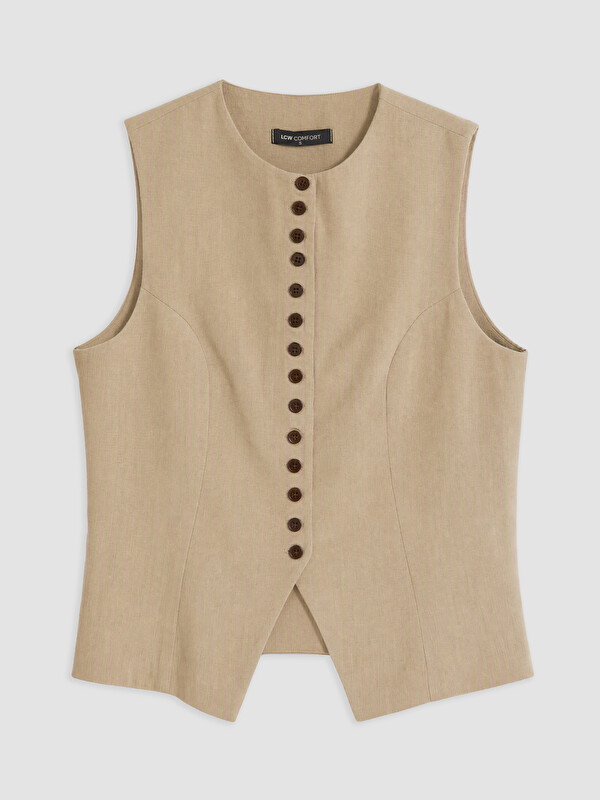 LCW Comfort Woman Beige Waistcoat