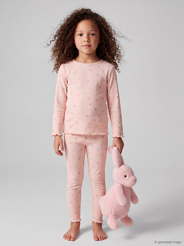LCW Kids Crew Neck Girls' Pyjamas Set