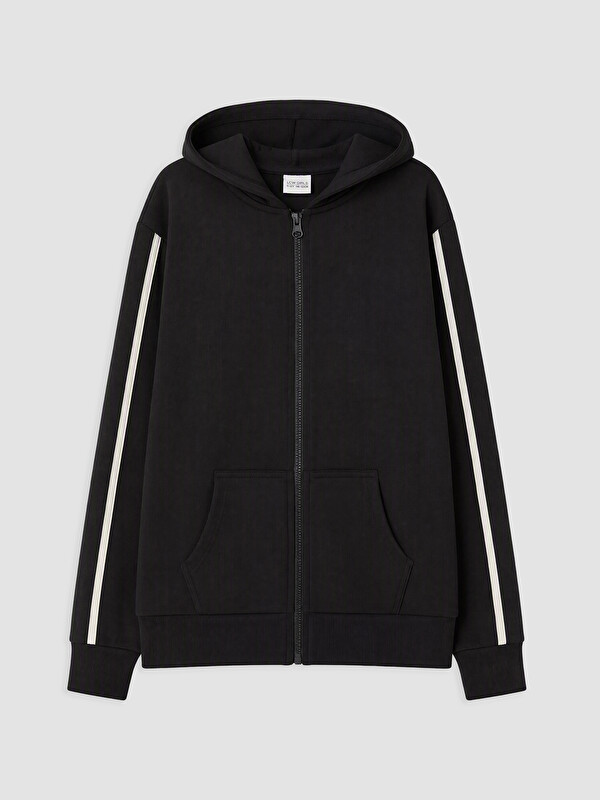 LCW Kids Girl Black Zip-Up Sweatshirt