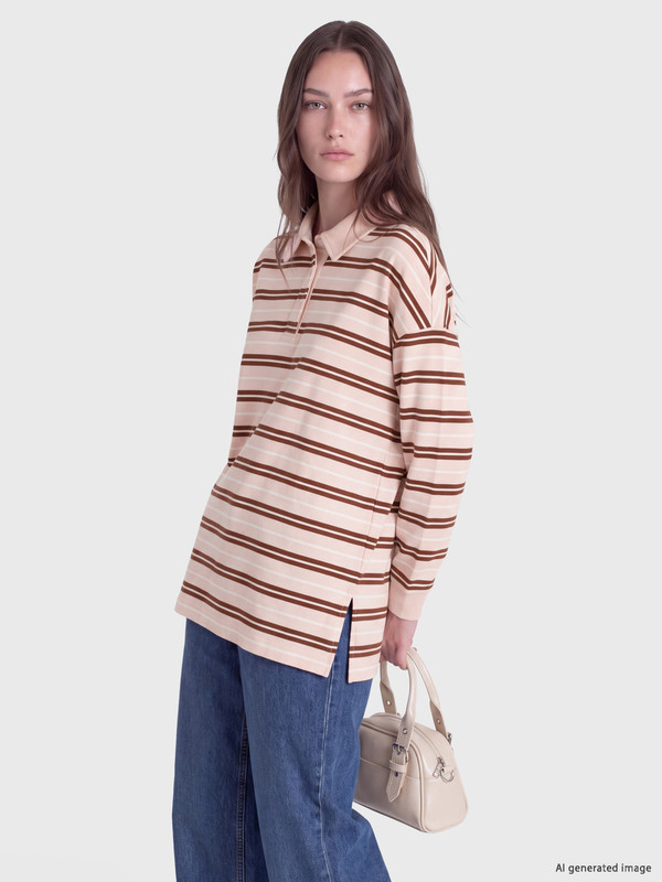 LCW Modest Polo Yaka Kadın Sweatshirt Tunik